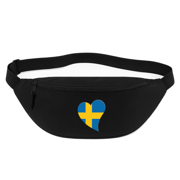 Bauchtasche Schweden Flagge Herz 2,5 Liter Black