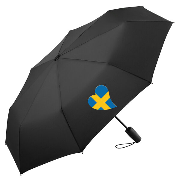 Regenschirm Schweden Flagge Herz 98cm Schwarz