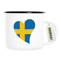 Emaille Tasse Schweden Flagge Herz 300ml Vintage
