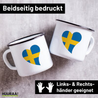 Emaille Tasse Schweden Flagge Herz 300ml Vintage