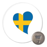 Magnet Schweden Flagge Herz 59mm K&uuml;hlschrankmagnet