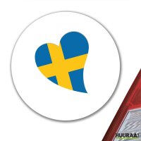 Aufkleber Schweden Flagge Herz 10cm rund