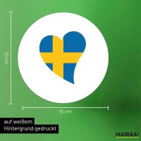 Aufkleber Schweden Flagge Herz 10cm rund