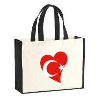 Jutetasche T&uuml;rkei Flagge Herz 21 Liter Black