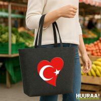 Filz Shopper Türkei Flagge Herz 22 Liter