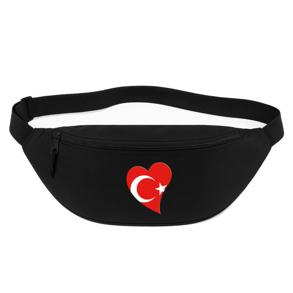 Bauchtasche Türkei Flagge Herz 2,5 Liter Black