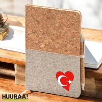 Notizbuch A5 Türkei Flagge Herz 80 Blatt inkl....
