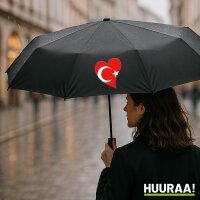 Regenschirm Türkei Flagge Herz 98cm Schwarz