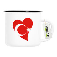 Emaille Tasse T&uuml;rkei Flagge Herz 300ml Vintage