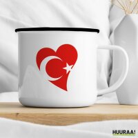 Emaille Tasse Türkei Flagge Herz 300ml Vintage
