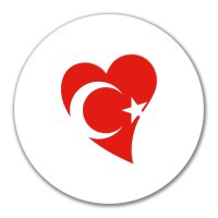 Aufkleber T&uuml;rkei Flagge Herz 10cm rund