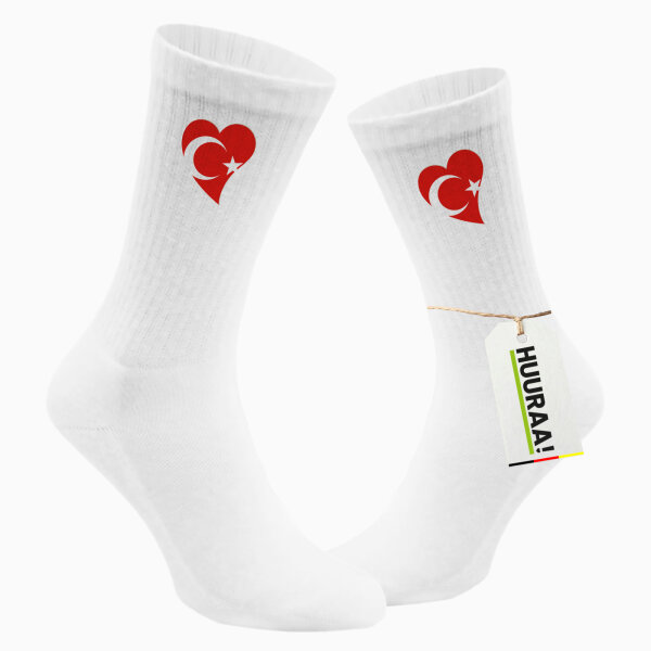Unisex Socken Türkei Flagge Herz Baumwolle