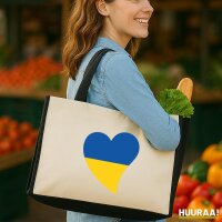 Jutetasche Ukraine Flagge Herz 21 Liter Black