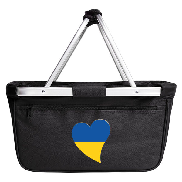 Einkaufskorb faltbar Ukraine Flagge Herz 20 Liter Black