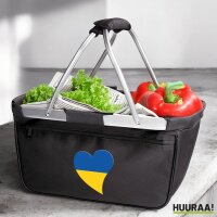 Einkaufskorb faltbar Ukraine Flagge Herz 20 Liter Black