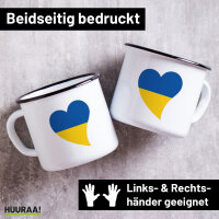 Emaille Tasse Ukraine Flagge Herz 300ml Vintage