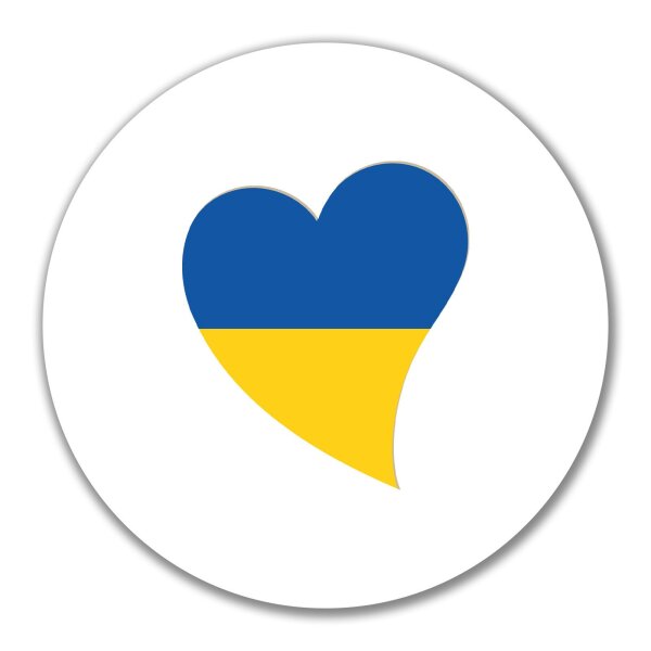 Aufkleber Ukraine Flagge Herz 10cm rund