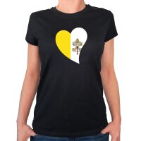 Damen T-Shirt Vatikanstadt Flagge Herz