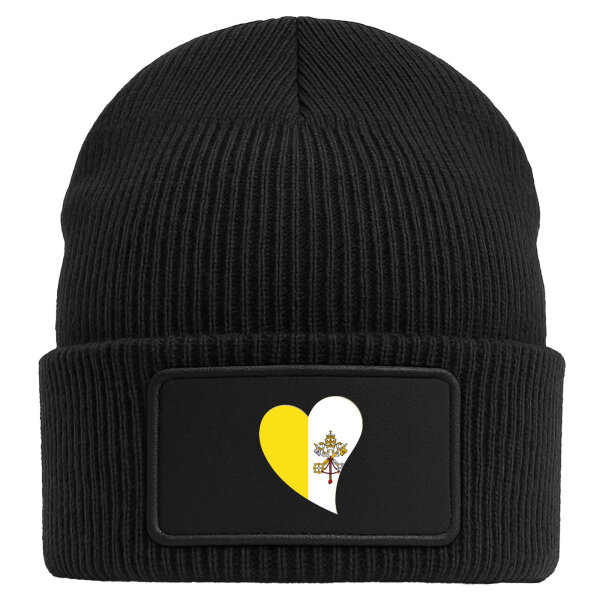 Beanie mit Patch Vatikanstadt Flagge Herz Black