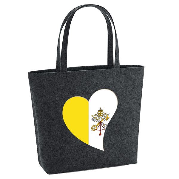 Filz Shopper Vatikanstadt Flagge Herz 22 Liter