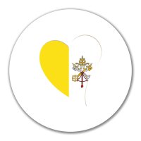 Aufkleber Vatikanstadt Flagge Herz 10cm rund