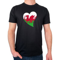 Herren T-Shirt Wales Flagge Herz