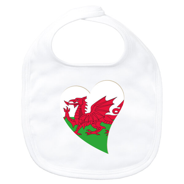 Baby Lätzchen Wales Flagge Herz Klettverschluss