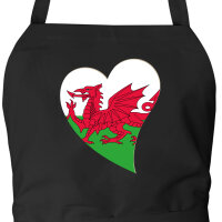 Sch&uuml;rze Wales Flagge Herz mit Taschen