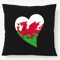 Kissen Wales Flagge Herz 40x40cm