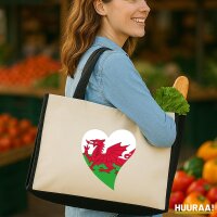 Jutetasche Wales Flagge Herz 21 Liter Black