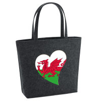 Filz Shopper Wales Flagge Herz 22 Liter