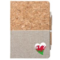 Notizbuch A5 Wales Flagge Herz 80 Blatt inkl. Kugelschreiber
