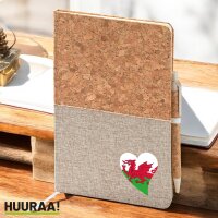 Notizbuch A5 Wales Flagge Herz 80 Blatt inkl. Kugelschreiber