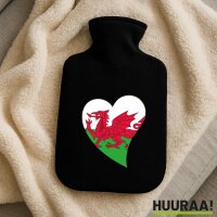 W&auml;rmflasche Wales Flagge Herz