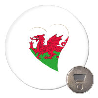 Magnet Wales Flagge Herz 59mm K&uuml;hlschrankmagnet