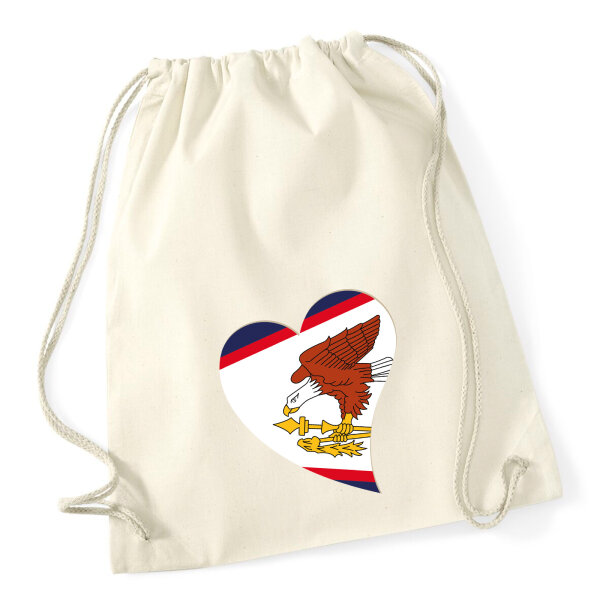 Turnbeutel Amerikanisch-Samoa Flagge Herz 12 Liter