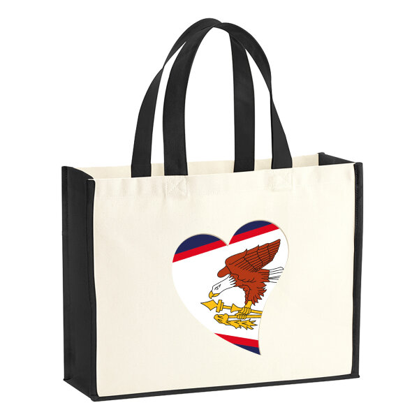 Jutetasche Amerikanisch-Samoa Flagge Herz 21 Liter Black