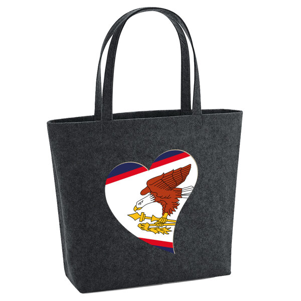 Filz Shopper Amerikanisch-Samoa Flagge Herz 22 Liter
