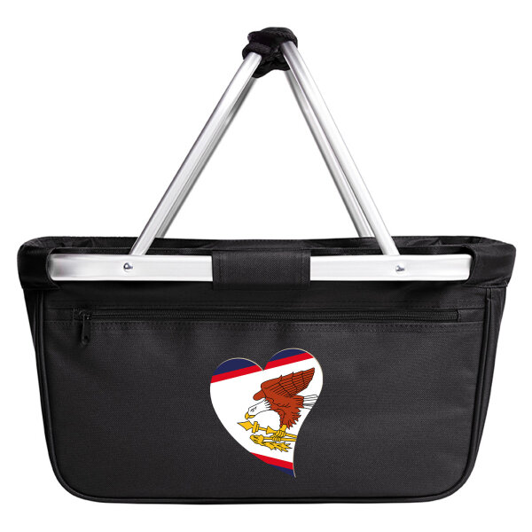 Einkaufskorb faltbar Amerikanisch-Samoa Flagge Herz 20 Liter Black