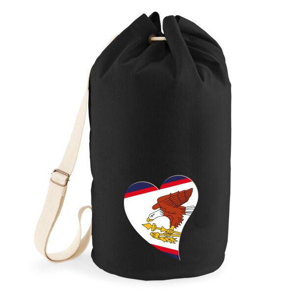 Seesack Amerikanisch-Samoa Flagge Herz 20 Liter Black