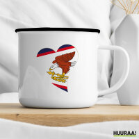 Emaille Tasse Amerikanisch-Samoa Flagge Herz 300ml Vintage