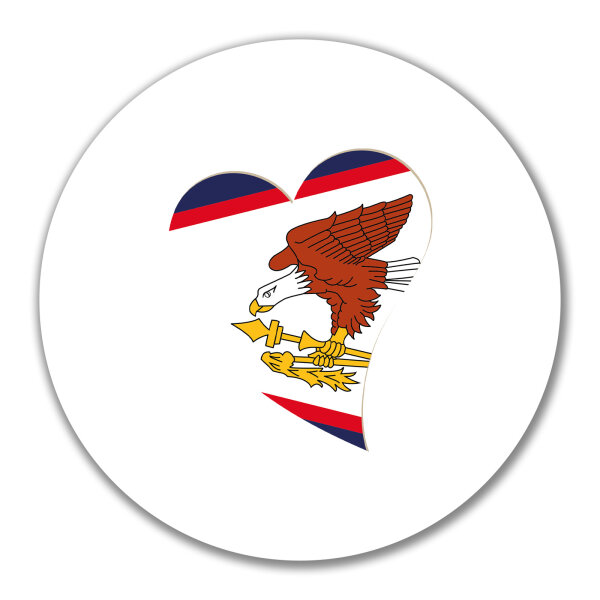 Aufkleber Amerikanisch-Samoa Flagge Herz 10cm rund