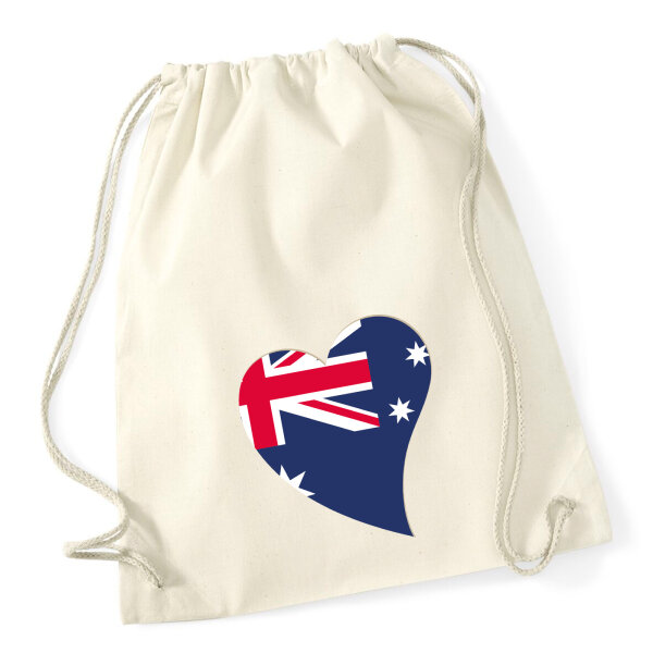 Turnbeutel Australien Flagge Herz 12 Liter