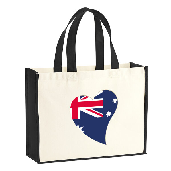 Jutetasche Australien Flagge Herz 21 Liter Black