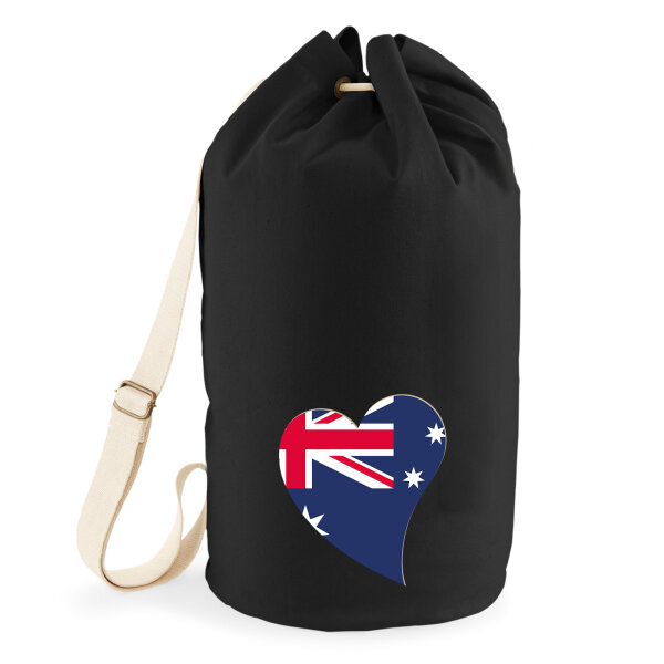 Seesack Australien Flagge Herz 20 Liter Black