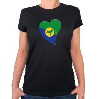 Damen T-Shirt Weihnachtsinsel Flagge Herz