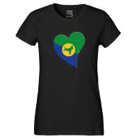 Damen T-Shirt Weihnachtsinsel Flagge Herz