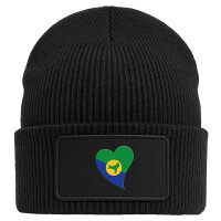 Beanie mit Patch Weihnachtsinsel Flagge Herz Black