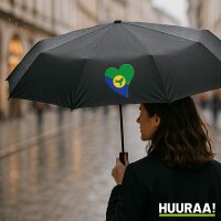 Regenschirm Weihnachtsinsel Flagge Herz 98cm Schwarz