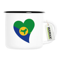 Emaille Tasse Weihnachtsinsel Flagge Herz 300ml Vintage